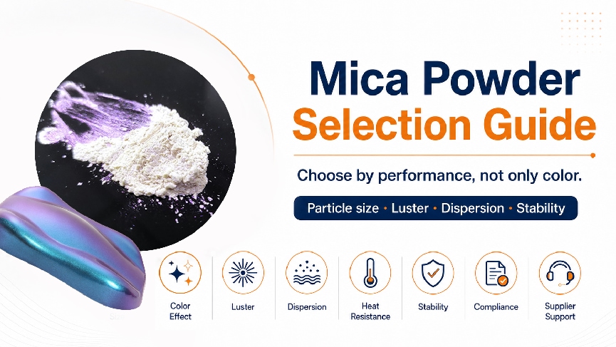Mica powder selection factors including particle size color luster dispersion and heat resistance