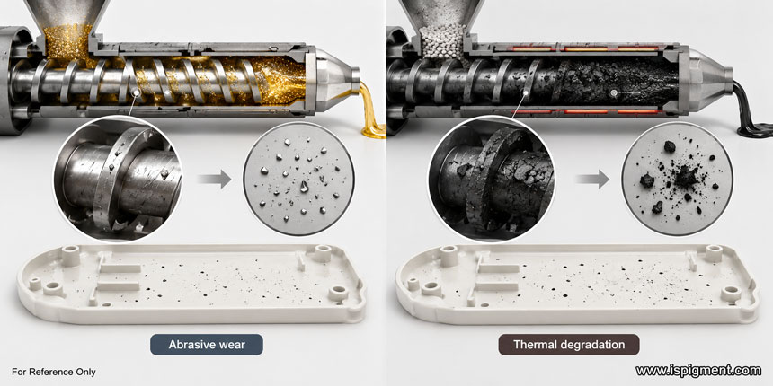 injection-molding-black-spots-abrasive-wear-vs-thermal-degradation